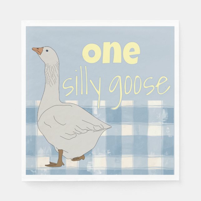 Serviette En Papier Napoléon bleu et blanc Plaid One Silly Goose (Devant)