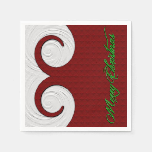 Serviette En Papier Napoléon Noël Rouge et blanc Vacances (Devant)