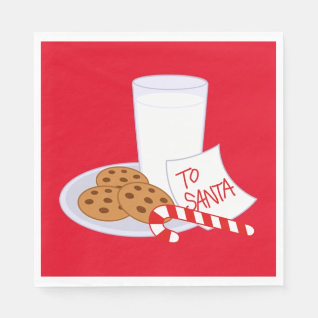 Serviette En Papier Nappe/biscuits et lait blanc de Noël (Devant)