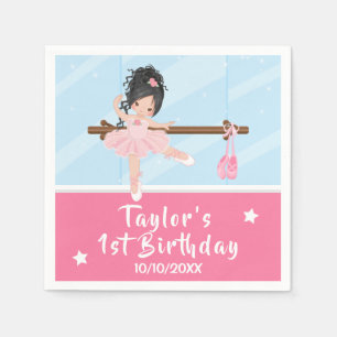 Serviette En Papier Nappe d'anniversaire Ballerine aux Cheveux Noirs T