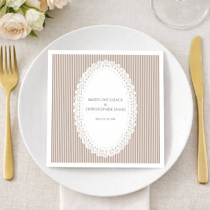 Serviette En Papier Nappe de mariage élégante en dentelle rayée neutre