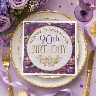Serviette En Papier Nappe en papier Strata de 90 ans Purple and Gold