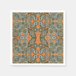 Serviette En Papier napperie de paisley vert orange