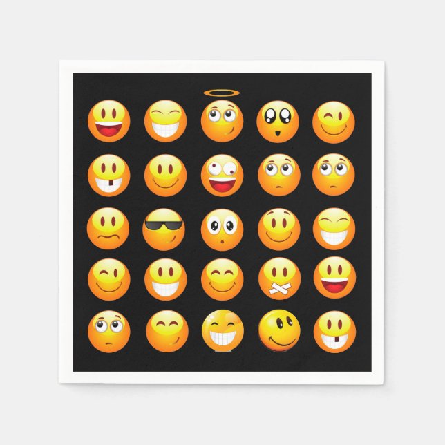 Serviette En Papier napperie d'émoticône noire (Devant)