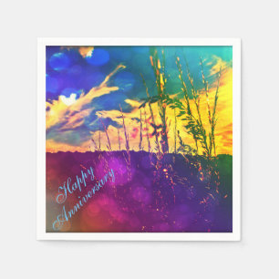 Serviette En Papier Nappes d'anniversaire - Paysage rural arc-en-ciel
