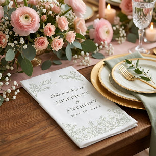 Serviette En Papier Nappes de mariage florales vert sauge en chinoiser