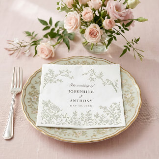 Serviette En Papier Nappes de mariage florales vert sauge en chinoiser
