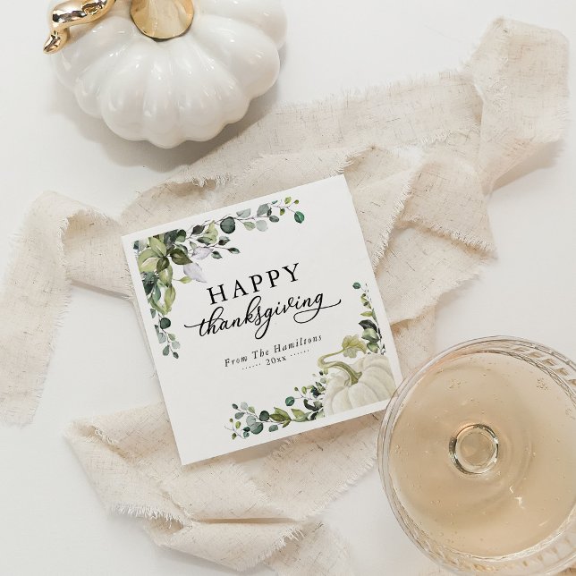 Serviette En Papier Nappes de Thanksgiving Eucalyptus Citrouille Dîner (Créateur téléchargé)