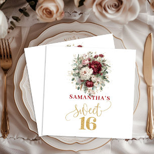 Serviette En Papier Nappes Enchantées Sweet 16 Blush Burgundy