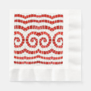 SERVIETTE EN PAPIER NAPSETTES DE TABLE EN PAPIER IONIQUES ROUGES MOSAÏ