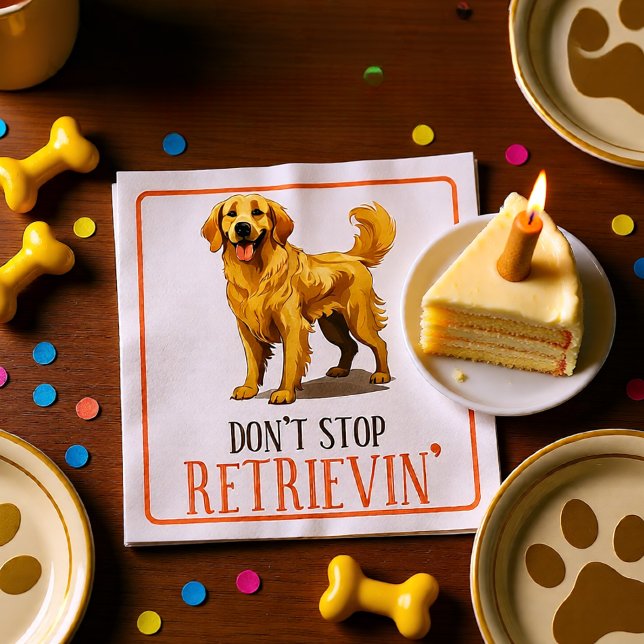 Serviette En Papier N'arrêtez pas de récupérer - amoureux des chiens-  (Don’t Stop Retrievin’ Golden Retriever Funny Dog Napkins)