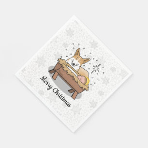 Serviette En Papier Nativité de Noël Pembroke Welsh Corgi (rouge1) Amu