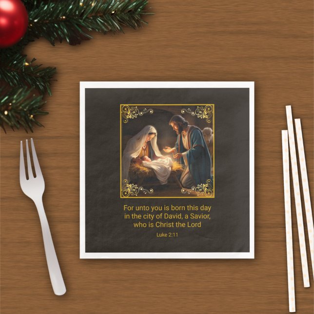 Serviette En Papier Nativité de Noël Sainte Famille Religieuse (Créateur téléchargé)