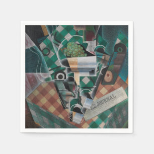 Serviette En Papier Nature morte avec nappe à carreaux de Juan Gris