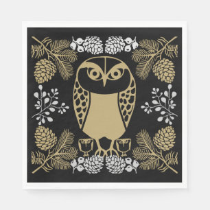 Serviette En Papier Nature Owl Folk Art