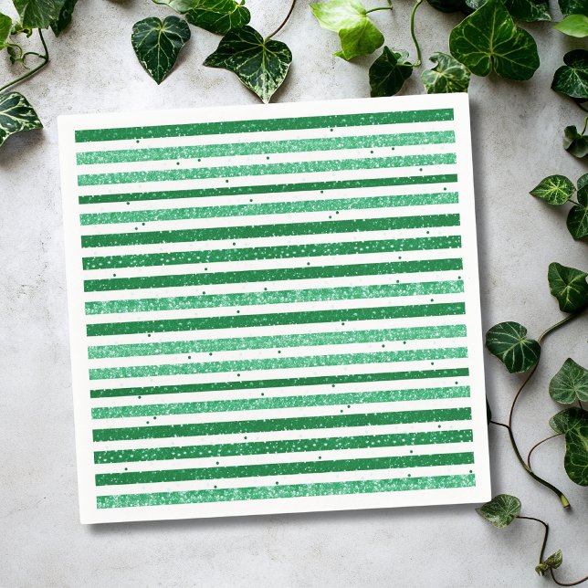 Serviette En Papier Nature Vert Blanc Rayures Pailletées Horizontales (Créateur téléchargé)