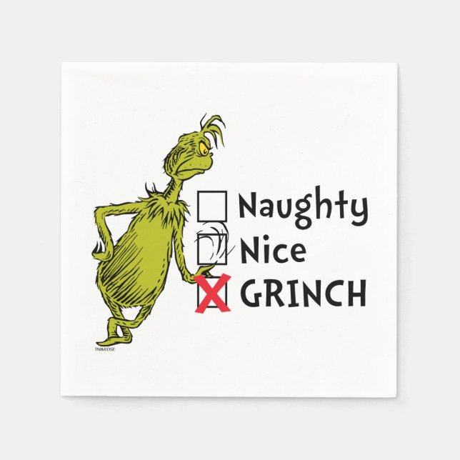 Serviette En Papier Naughty, Nice or Grinch Quote (Devant)