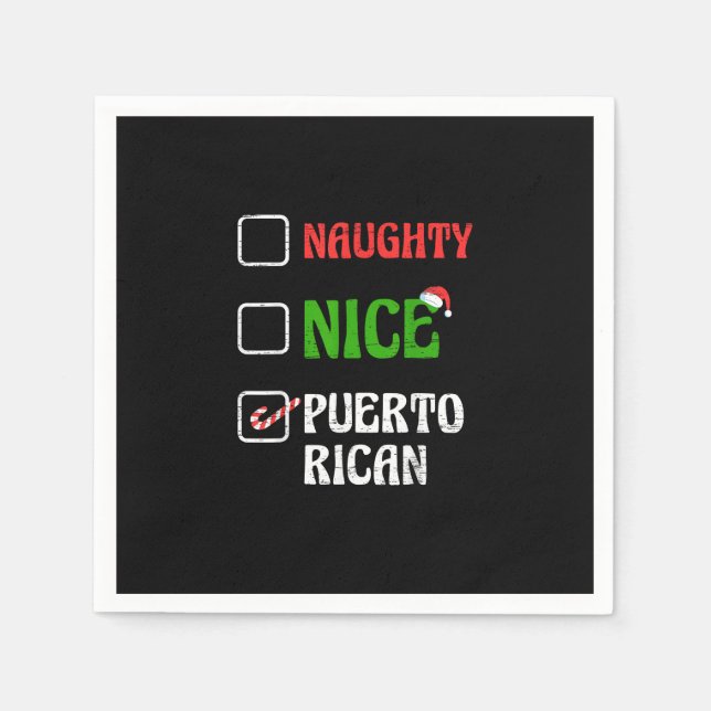 Serviette En Papier Naughty Nice Puertorican Santa Holiday Sweet  (Devant)