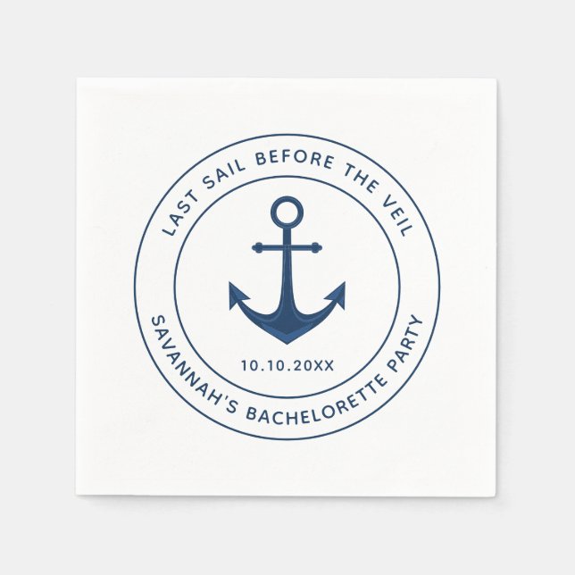 Serviette En Papier Nauti EVJF Dernière Voile Avant le Grand Jour (Devant)