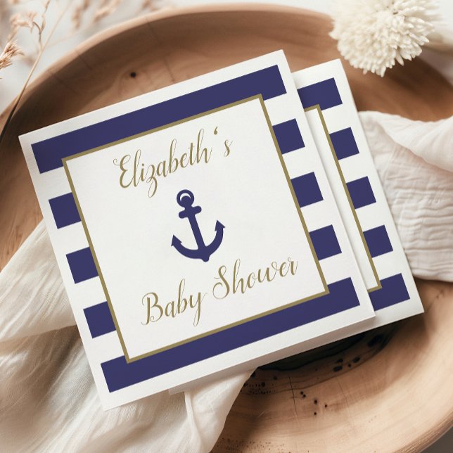Serviette En Papier Nautical Anchor Navy Or Baby Shower (Créateur téléchargé)
