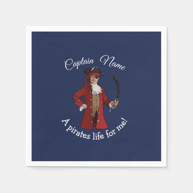 Serviette En Papier Nautical Blue Boy Pirate (Devant)