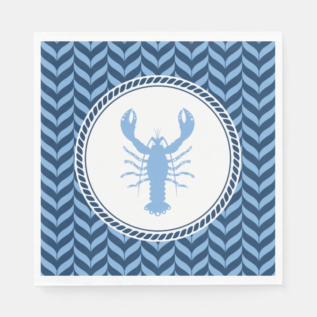 Serviette En Papier Nautical Blue Lobster côtier  (Devant)