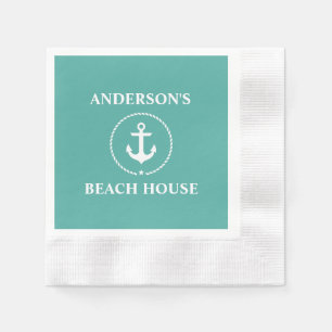 Serviette En Papier Nautical Family Name Beach House Cocktail