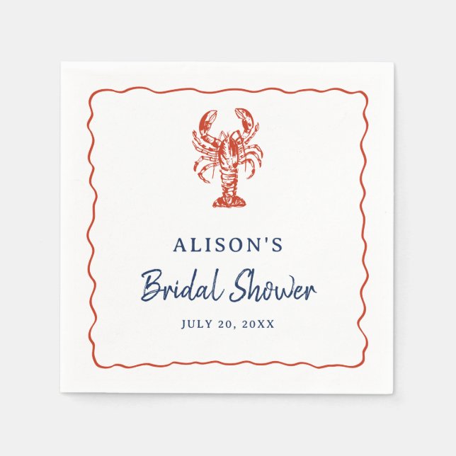 Serviette En Papier Nautical Lobster Coastal Bridal Shower  (Devant)