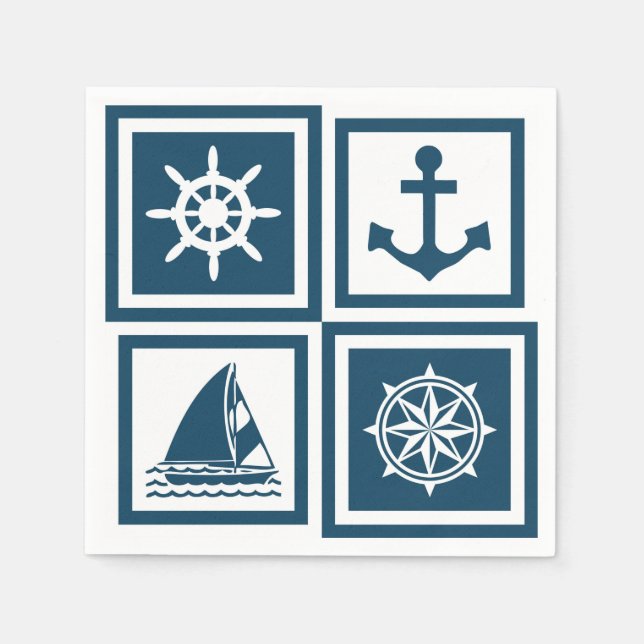 Serviette En Papier Nautical themed design (Devant)