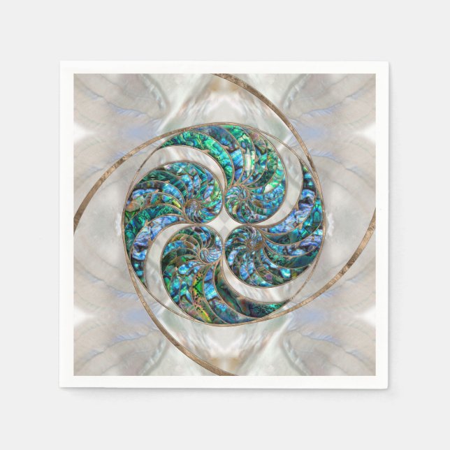 Serviette En Papier Nautilus Shell - Abalone and Pearl (Devant)
