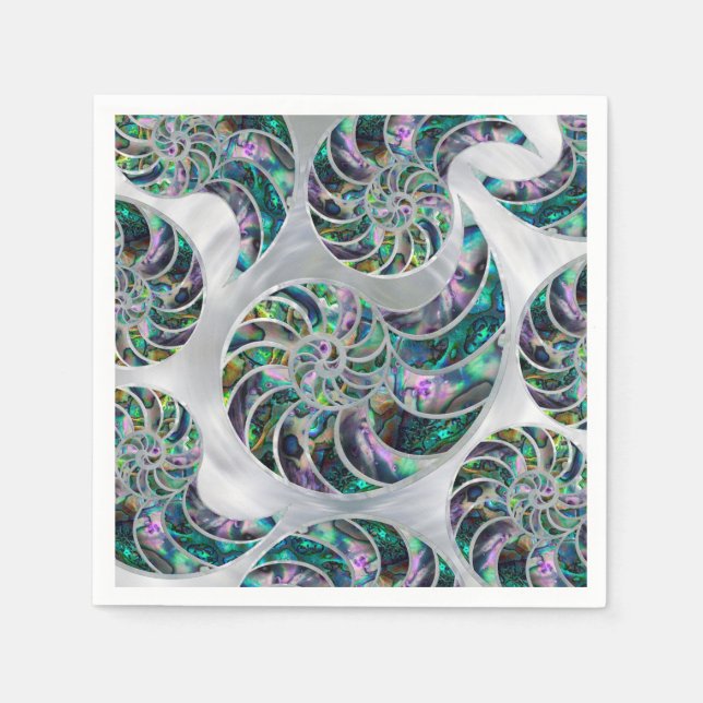 Serviette En Papier Nautilus Shell Abalone et Pearl (Devant)