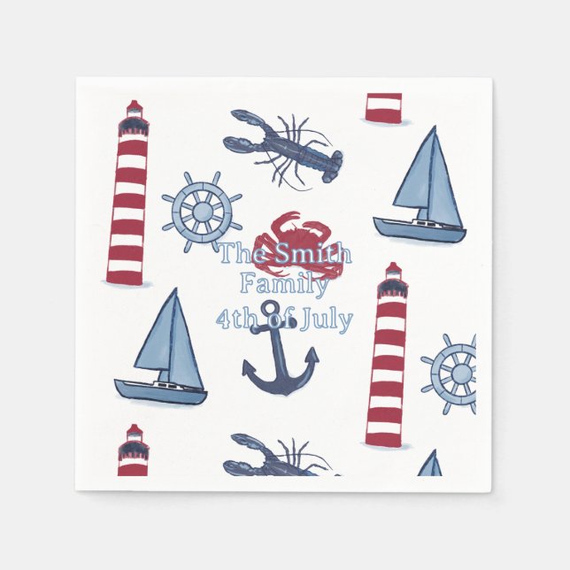Serviette En Papier Nautique  (Devant)