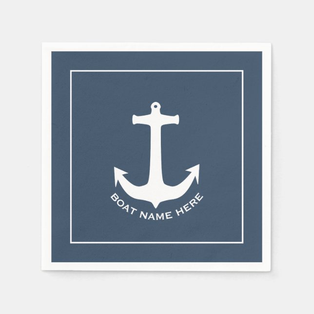 Serviette En Papier Nautique Ancre Nom de bateau Napkins (Devant)