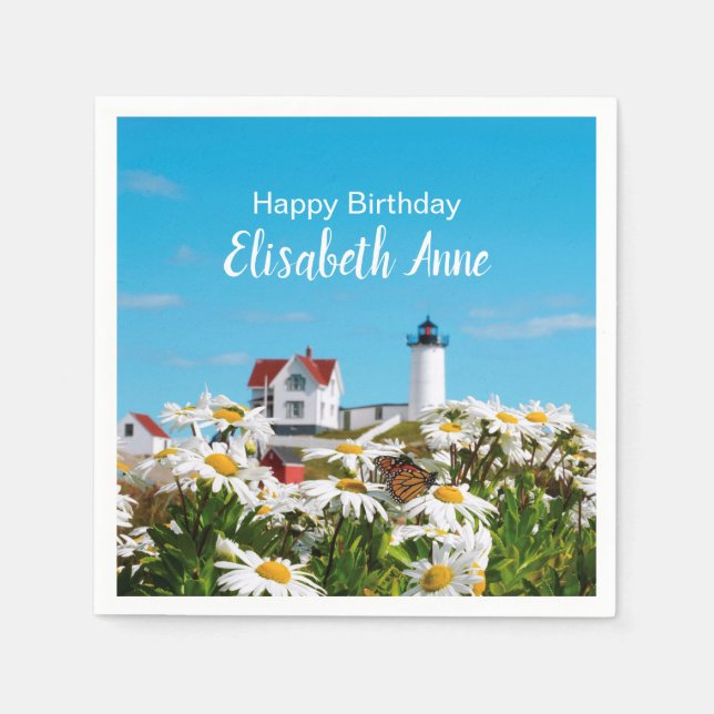 Serviette En Papier Nautique été Anniversaire Nubble Maine Lighthouse (Devant)