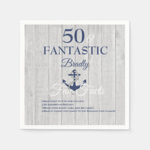 Serviette En Papier Nautique fête d'anniversaire Marine Blue Fun Faits