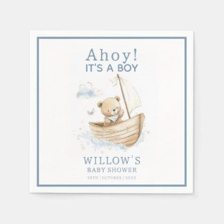 Serviette En Papier Nautique Ohé C'est Un Garçon Bateau à Voile Baby S