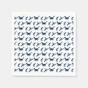 Serviette En Papier Nautique Sea Animaux motifs homard crabe hippocamp
