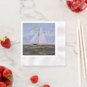 Serviette En Papier Navire de voile antique sloop yacht voilier océan