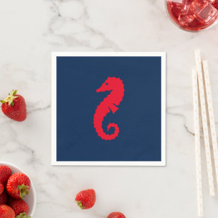 Serviette En Papier Navire maritime marine bleu et rouge papier