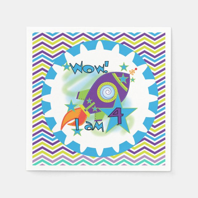 Serviette En Papier Navire spatiale 4e Anniversaire Papier (Devant)