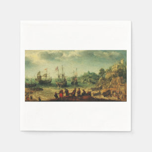 Serviette En Papier Navires au large d'une côte rocheuse par Adam Will