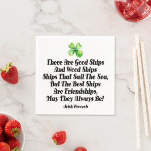 Serviette En Papier Navires de l'amitié irlandaise Proverbe Trèfle à q