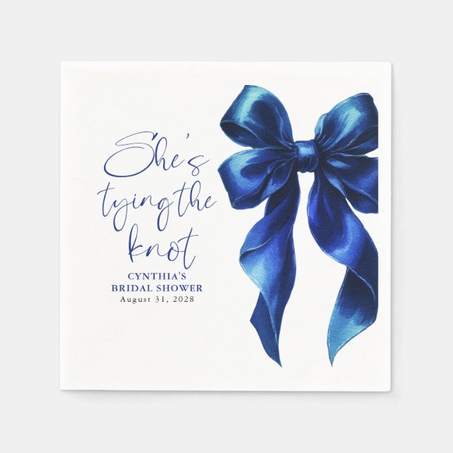 Serviette En Papier Navy Blue Bow Elle Noue le Nœud Enterrement de Vie (Devant)