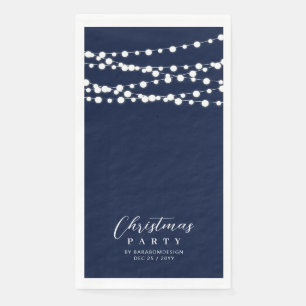 Serviette En Papier Navy Blue String Lights Élégante Soirée d'encourag