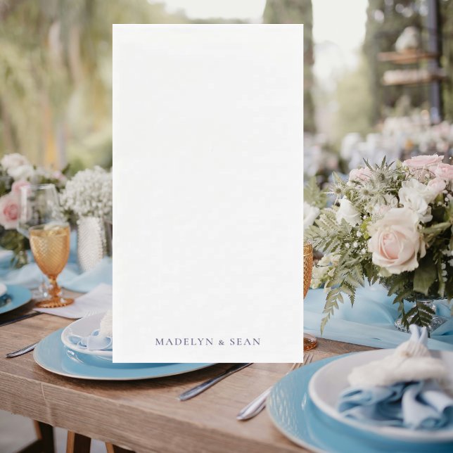 Serviette En Papier Navy nomme Simple & Élégant Mariage Blanc (Créateur téléchargé)
