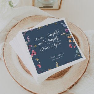 Serviette En Papier Navy Or Amour Rire Et Heureux À Tout Jamais