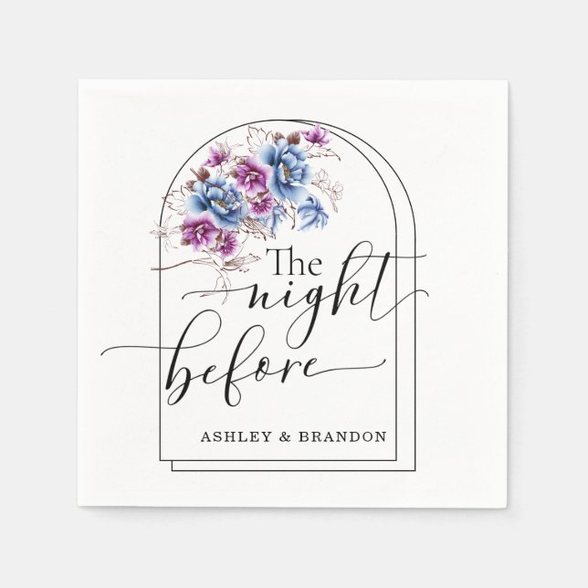 Serviette En Papier Navy Rose Minimal Script La Nuit Précédente (Devant)