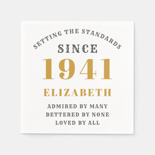 Serviette En Papier Né 1941 80e anniversaire entièrement modifiable Go (Devant)