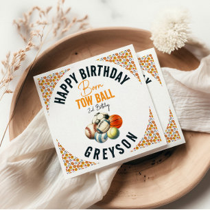 Serviette En Papier Né 2 Ball Sport Thématique Garçon 2e fête d'annive