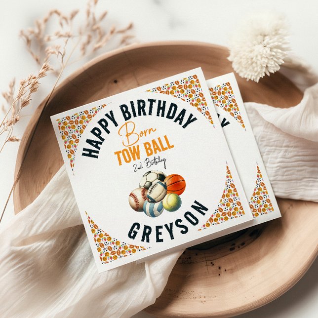 Serviette En Papier Né 2 Ball Sport Thématique Garçon 2e fête d'annive (Créateur téléchargé)